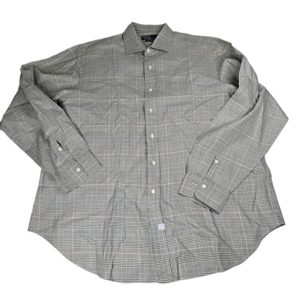 Polo Ralph Lauren Dress Shirt Mens 17.5 36 Glen Plaid Prince of Wales Check